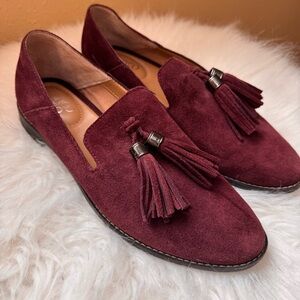 Franco Sarto Burgundy Suede Tassel Loafers